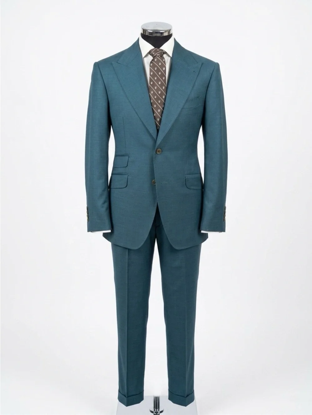 Teal green Men's Two-Piece Suit - Classic Tailored super 180 wool suit